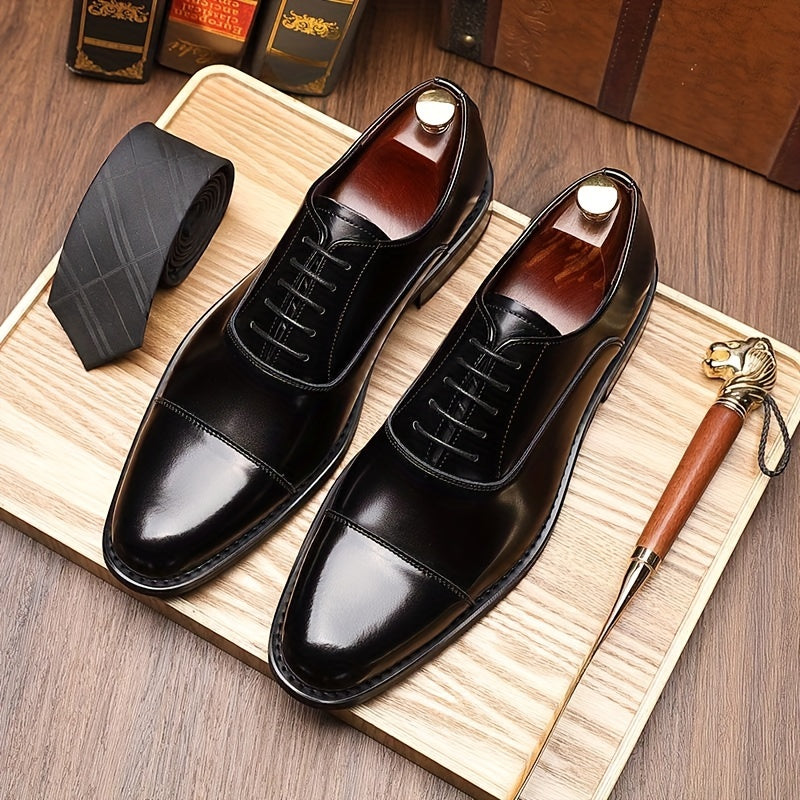 Men's Trendy Cap Toe Oxford Shoes with Non-Slip Rubber Sole