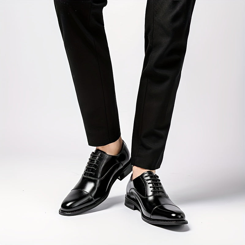Men's Trendy Cap Toe Oxford Shoes with Non-Slip Rubber Sole
