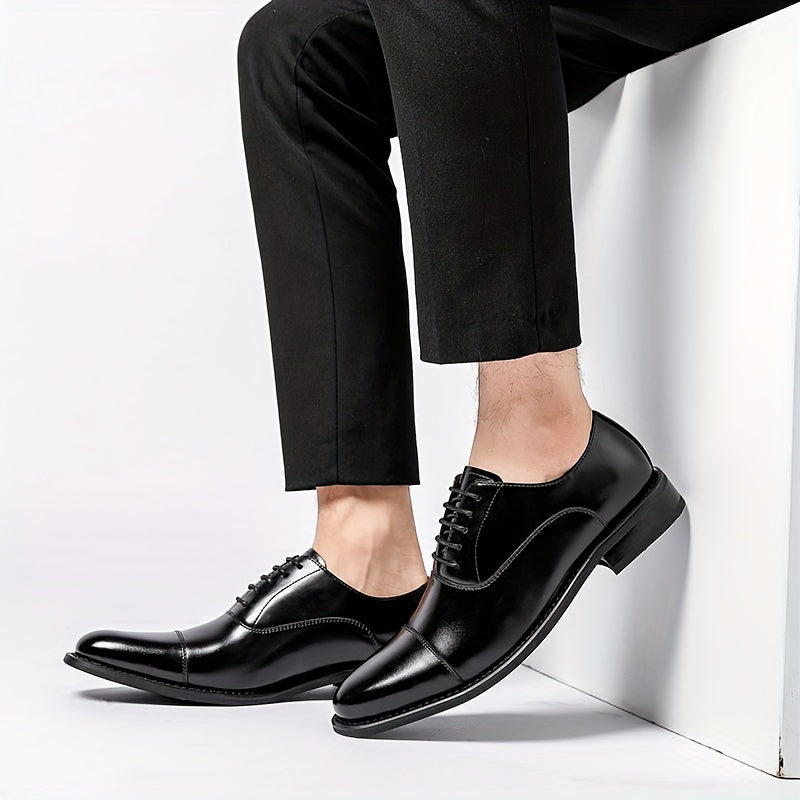 Men's Trendy Cap Toe Oxford Shoes with Non-Slip Rubber Sole