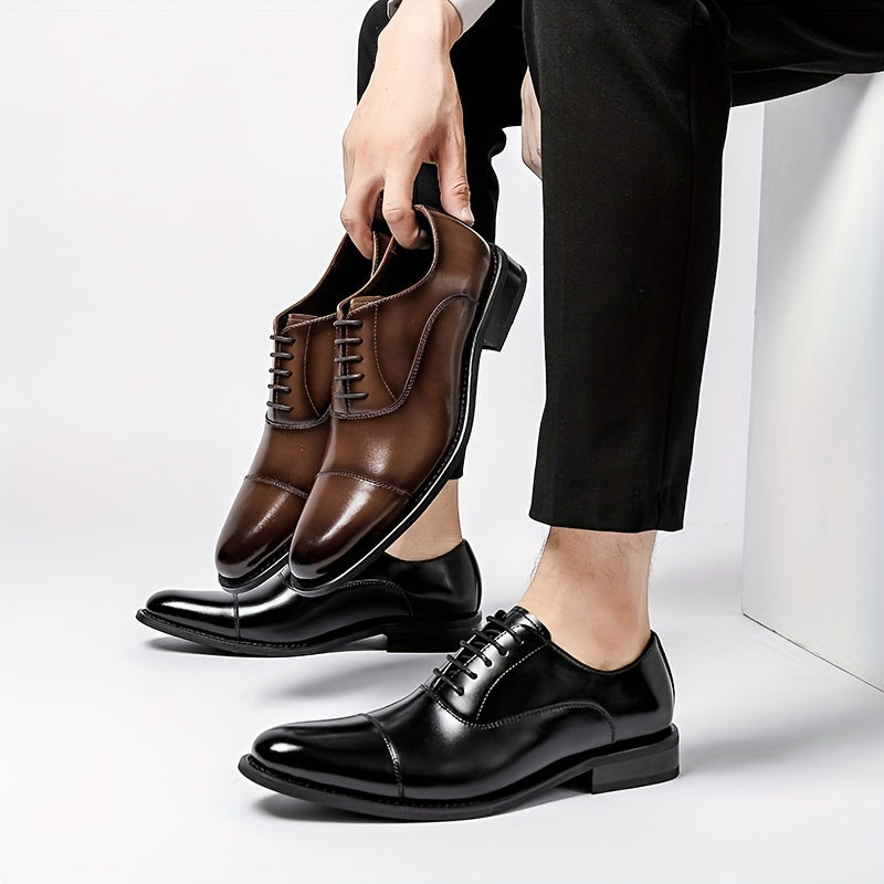 Men's Trendy Cap Toe Oxford Shoes with Non-Slip Rubber Sole