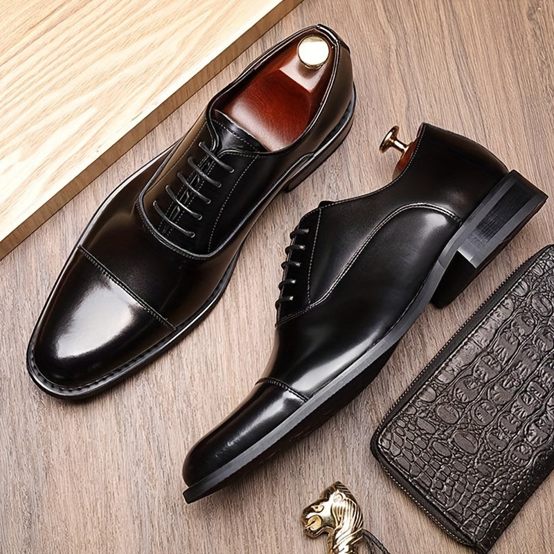 Men's Trendy Cap Toe Oxford Shoes with Non-Slip Rubber Sole