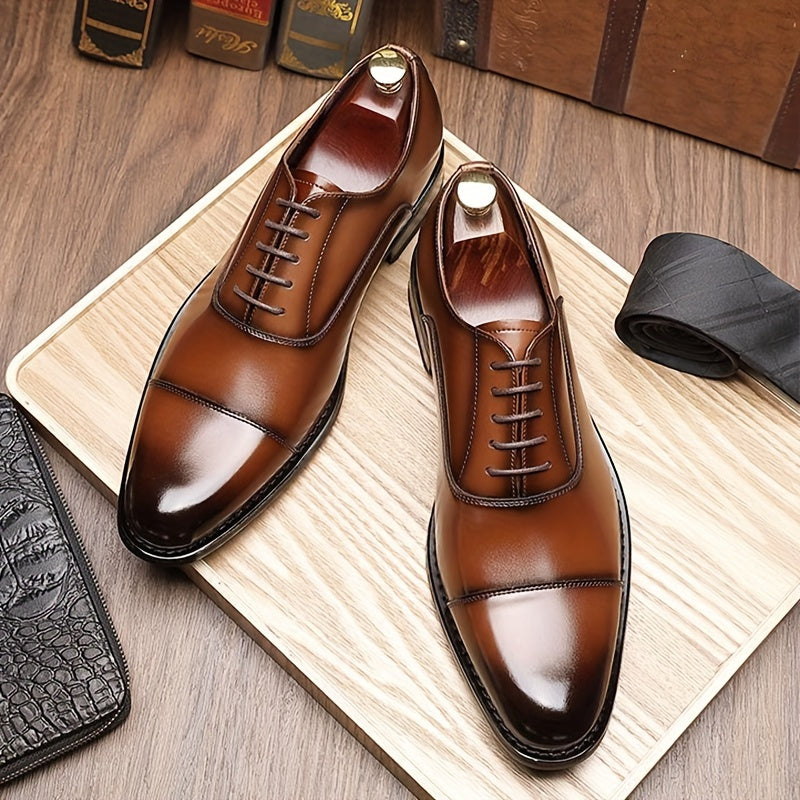 Men's Trendy Cap Toe Oxford Shoes with Non-Slip Rubber Sole