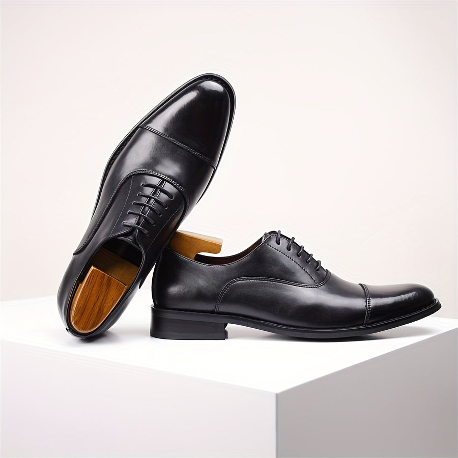 Men's Trendy Cap Toe Oxford Shoes with Non-Slip Rubber Sole