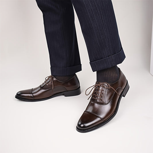 Men's Trendy Cap Toe Oxford Shoes with Non-Slip Rubber Sole